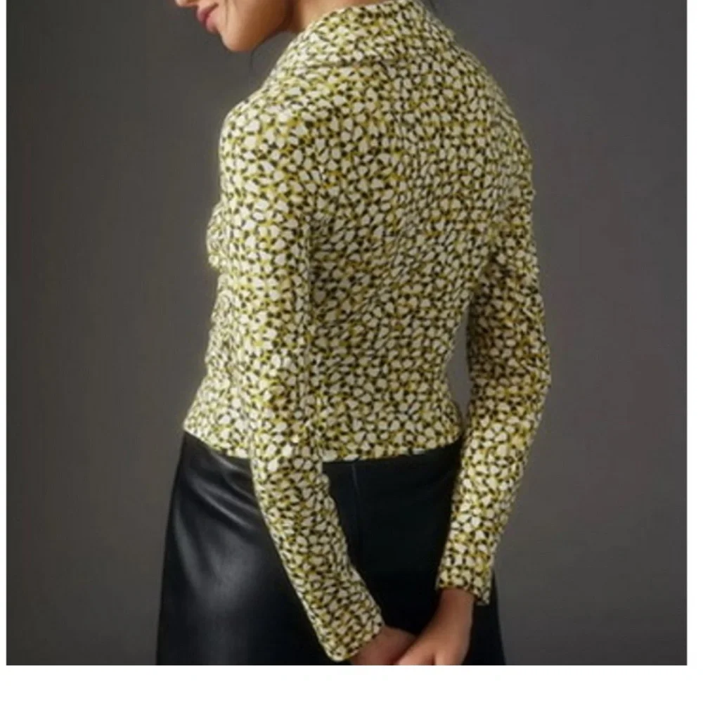 Anthropologie Maeve Yellow and Black Patterned Blouse - Picture 8 of 11